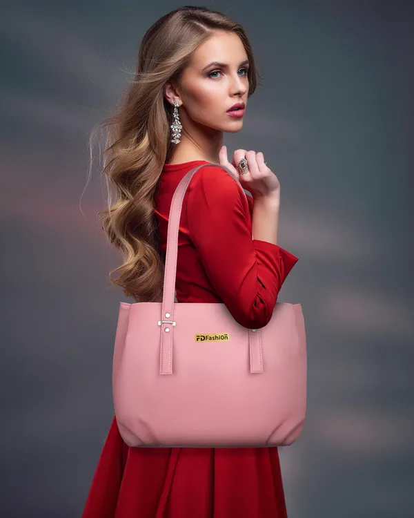 Pink_Artificial_Leather_Shoulder_Bag__For_Women