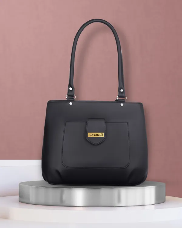 Black_Artificial_Leather_Shoulder_Bag_For_Women