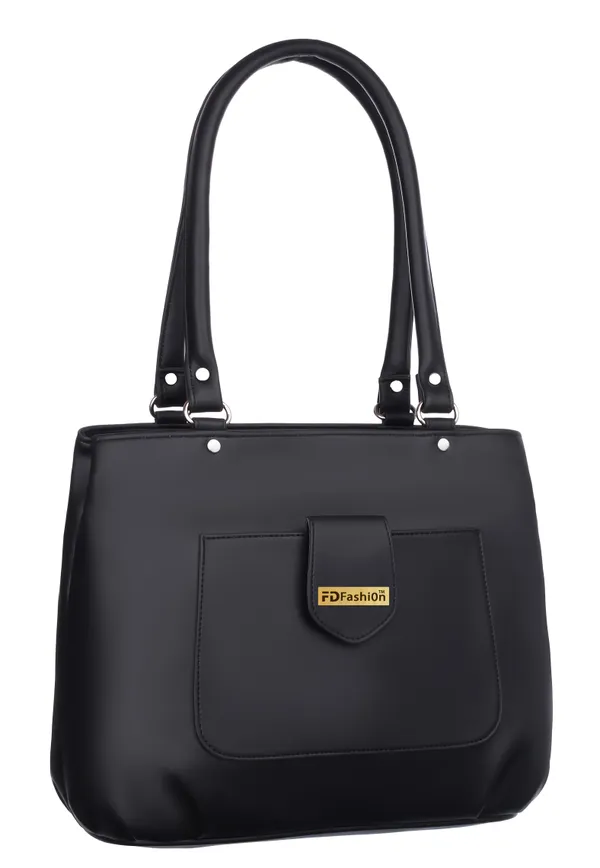 Black_Artificial_Leather_Shoulder_Bag_For_Women