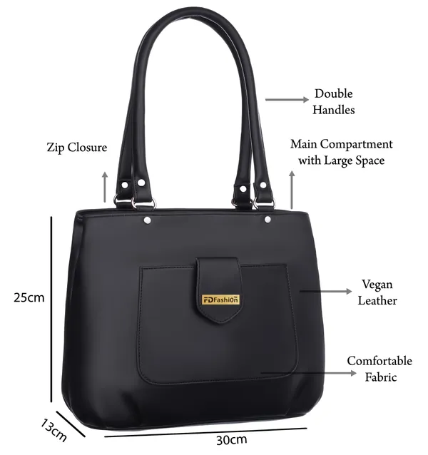 Black_Artificial_Leather_Shoulder_Bag_For_Women