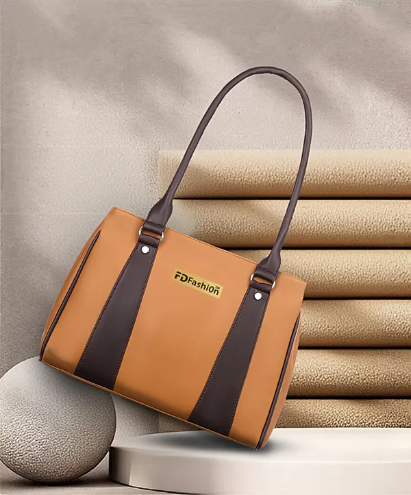 Tan_&_Black_Artificial_Leather_Shoulder_BagFor_Women