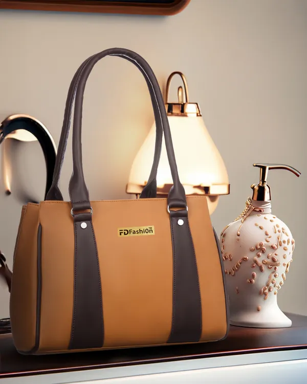 Tan_&_Black_Artificial_Leather_Shoulder_BagFor_Women