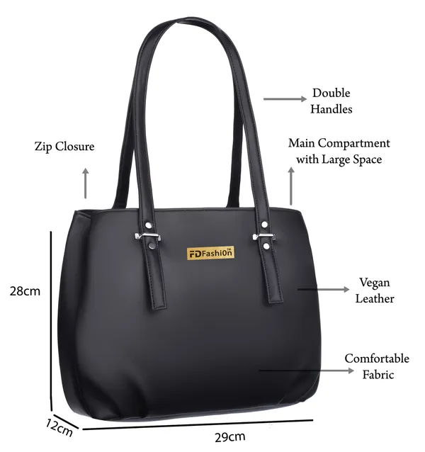 Black_Artificial_Leather_Shoulder_Bag_For_Women