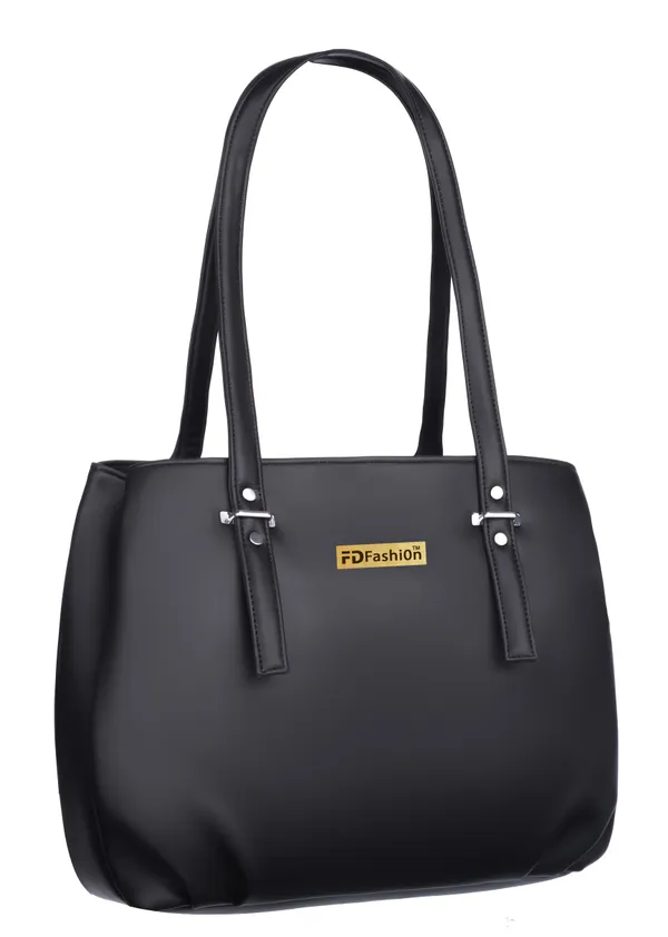 Black_Artificial_Leather_Shoulder_Bag_For_Women