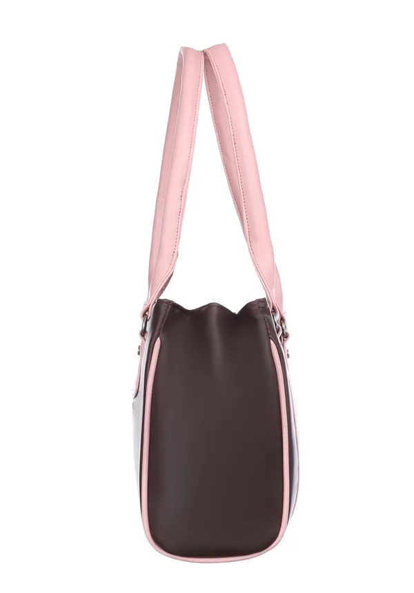 Brown_&_Pink_Artificial_Leather_Shoulder_Bag__For_Women