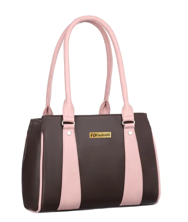 Brown_&_Pink_Artificial_Leather_Shoulder_Bag__For_Women