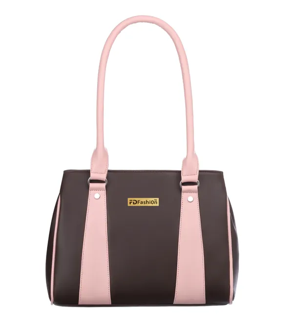 Brown_&_Pink_Artificial_Leather_Shoulder_Bag__For_Women