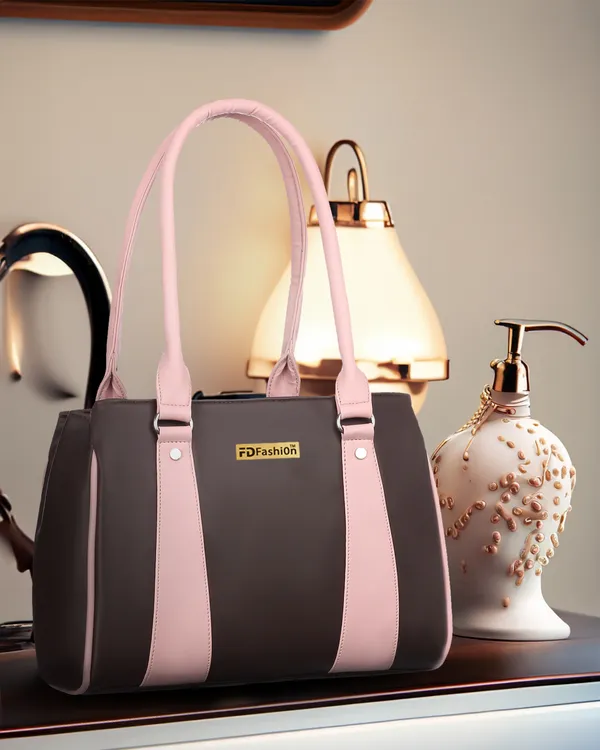 Brown_&_Pink_Artificial_Leather_Shoulder_Bag__For_Women