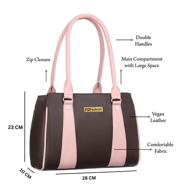 Brown_&_Pink_Artificial_Leather_Shoulder_Bag__For_Women