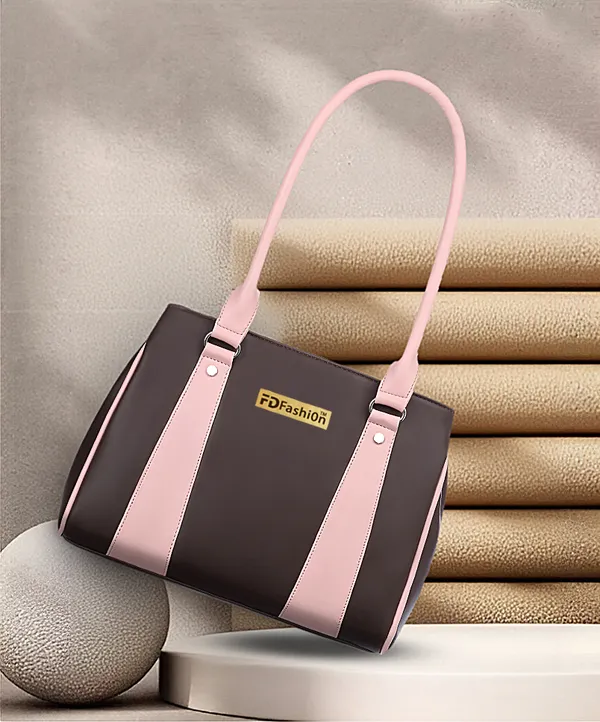 Brown_&_Pink_Artificial_Leather_Shoulder_Bag__For_Women