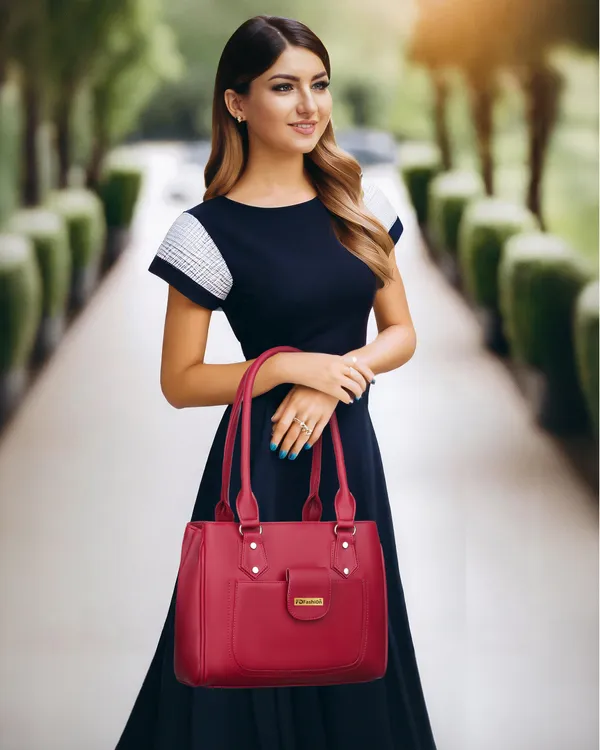 Maroon_Artificial_Leather_Shoulder_Bag__For_Women