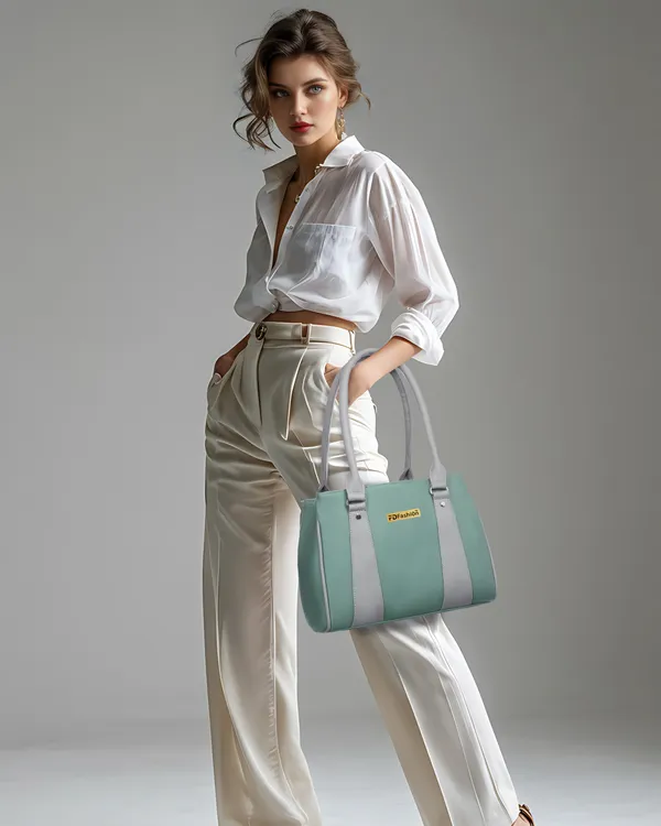 Green_&_Grey_Artificial_Leather_Shoulder_Bag__For_Women
