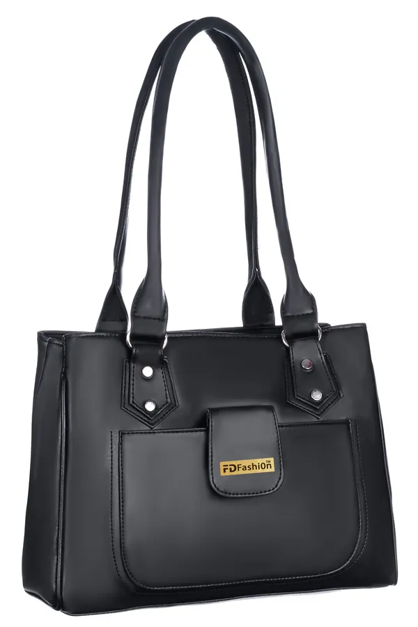 Black_Artificial_Leather_Shoulder_Bag__For_Women