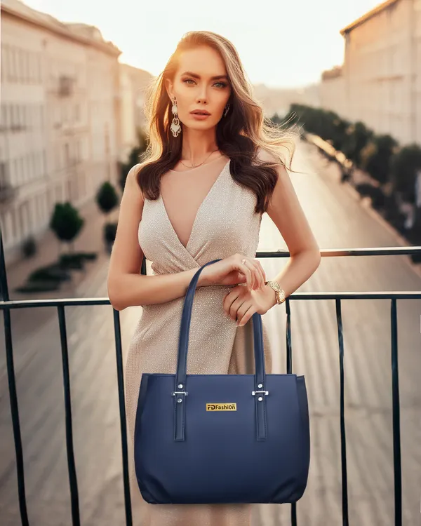 Blue_Artificial_Leather_Shoulder_Bag_For_Women