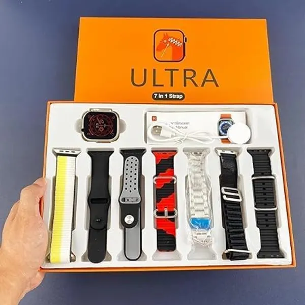 7_In_1_Ultra_Sport_Version_Watch_49_Mm_Bt_Calling_7_Belt_For_Men__Women_Multicolor_Strap_Free_Size