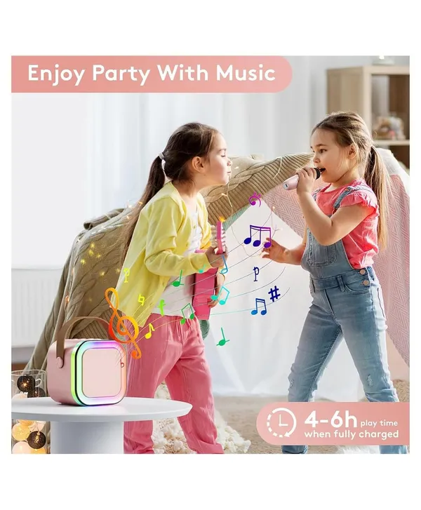 K12_Bluetooth_Speaker_With_Microphone_For_Kids_Wireless_Karaoke_Microphone_For_Toy_Gift_Singing_Party_And_Rgb_Lighting_Beige_1_Mike