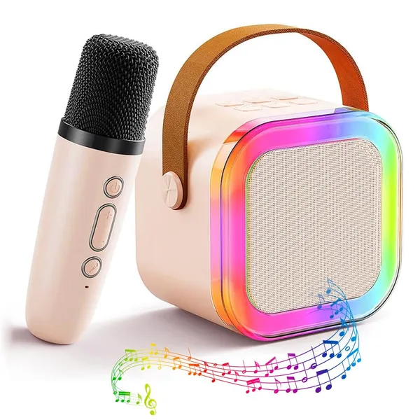 K12_Bluetooth_Speaker_With_Microphone_For_Kids_Wireless_Karaoke_Microphone_For_Toy_Gift_Singing_Party_And_Rgb_Lighting_Beige_1_Mike