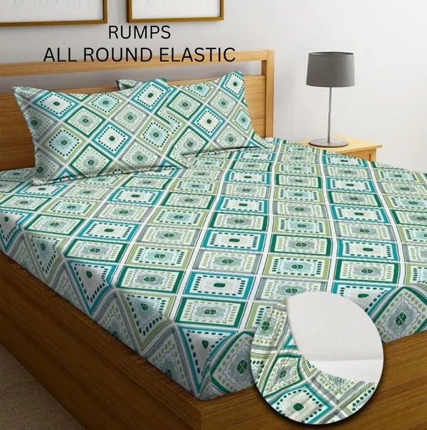 Multicolor_350_Tc_Cotton_Microfiber_King_Striped_Fitted_Elastic_Bedsheet_With_2_Pillow_Cover