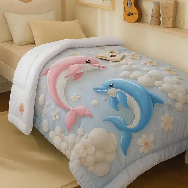 Loyrex_7D_Printed_Microfibe_dolphin_Kids_Comforter_double_Bed_|_Cotton_Feel_Lightweight_Ultra_Soft_AC_Blank__with_Carry_Bag_flat