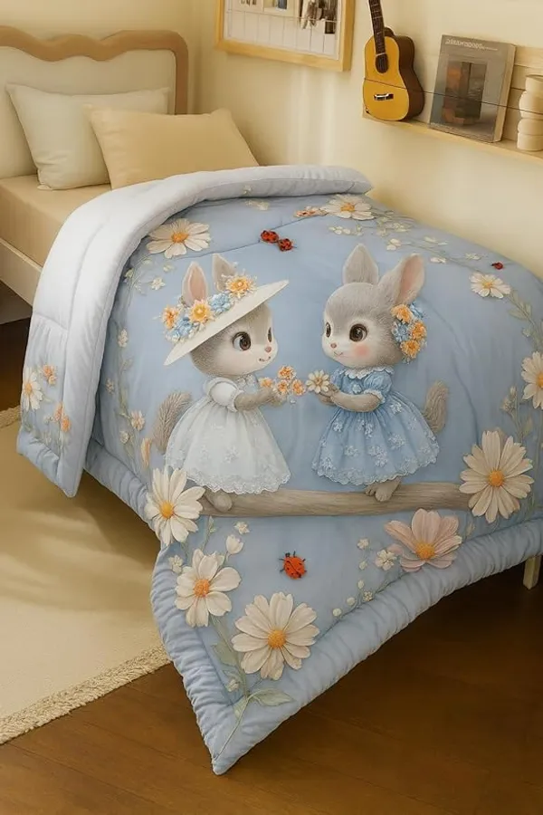 Loyrex_7D_Printed_Microfiber_rabbit_Kids_Comforter_double_Bed_|_Cotton_Feel_Lightweight_Ultra_Soft_AC_Blanket_with_Carry_Bag_flat