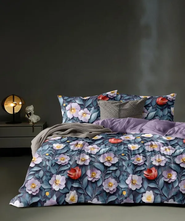 Loyrex_Multicolour_7D_Flower_Printed_Cotton_160_TC_Jointless_Super_King_Size_Double_Bed_Sheet_with_2_Pillow_Covers_Fitted