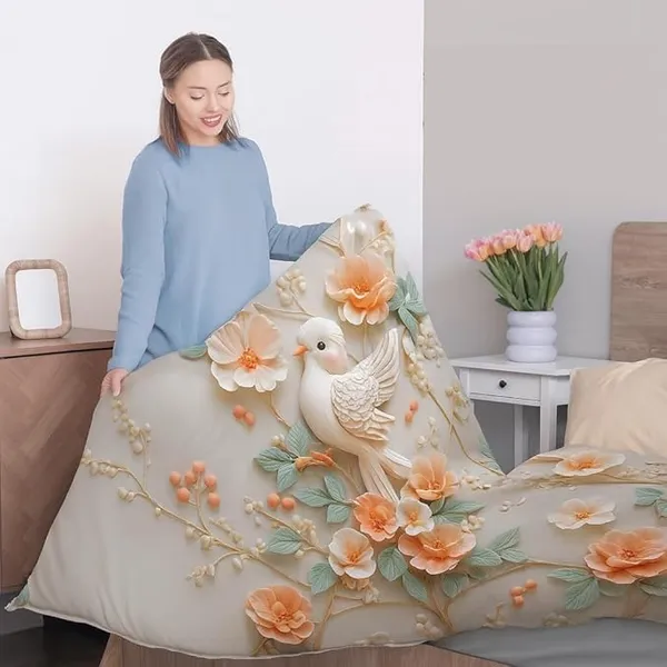 Loyrex_orange_colour_7D_Printed_Microfiber_bird_Kids_Comforter_double_bed__|_Cotton_Feel_Lightweight_Ultra_Soft_AC_Blanket_with_Carry_Bag_flat___