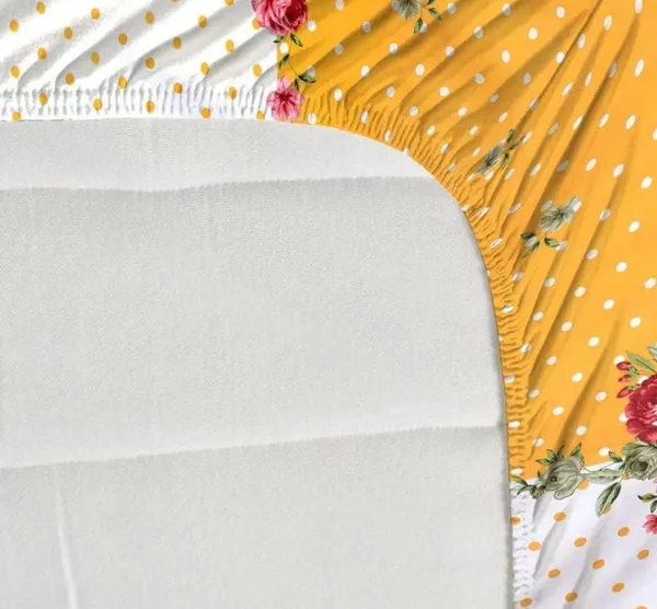 LOYREX_Yellow_350_Tc_Cotton_King_Floral_Fitted_Elastic_Bedsheet_With_2_Pillow_Cover