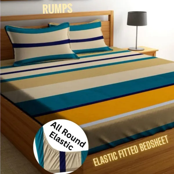 Multicolor_350_Tc_Cotton_Microfiber_King_Striped_Fitted_Elastic_Bedsheet_With_2_Pillow_Cover