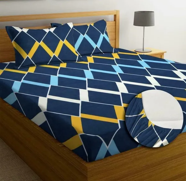 Multicolor_220_Tc_Cotton_Queen_Printed_Fitted_Elastic_Bedsheet_With_2_Pillow_Cover
