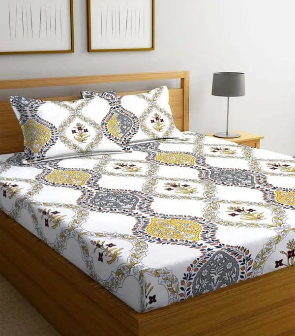 Multicolor_350_Tc_Cotton_Microfiber_King_Striped_Fitted_Elastic_Bedsheet_With_2_Pillow_Cover