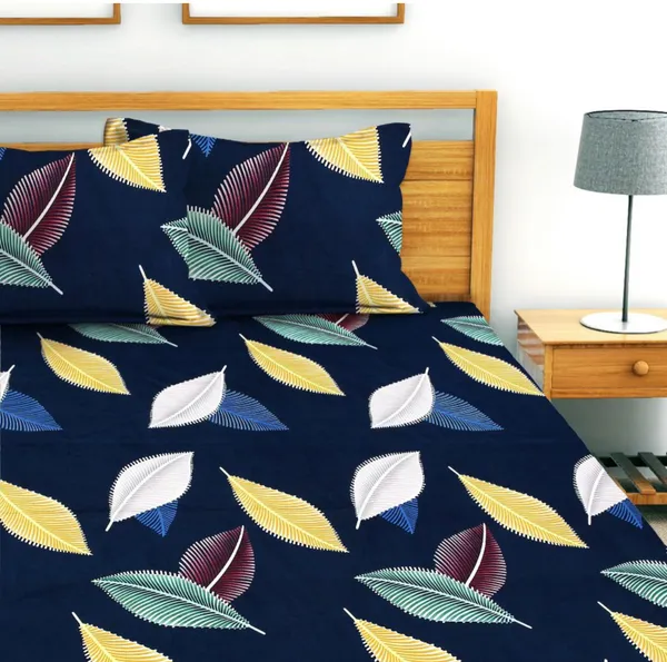 Multicolor_220_Tc_Microfiber_Double_King_Queen_Self_Design_Fitted_Elastic_Bedsheet_With_2_Pillow_Cover