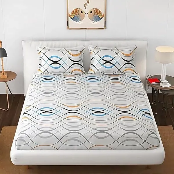 Multicolor_350_Tc_Cotton_Microfiber_King_Striped_Fitted_Elastic_Bedsheet_With_2_Pillow_Cover