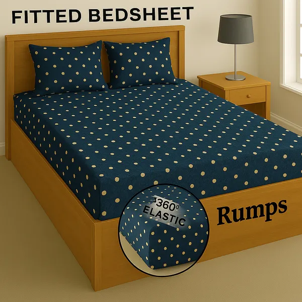 Blue_344_Tc_Cotton_Microfiber_Double_Self_Design_Fitted_Elastic_Bedsheet_With_2_Pillow_Cover
