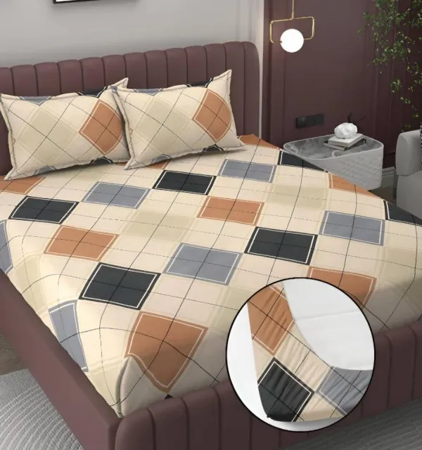 Multicolor_350_Tc_Cotton_Microfiber_King_Striped_Fitted_Elastic_Bedsheet_With_2_Pillow_Cover