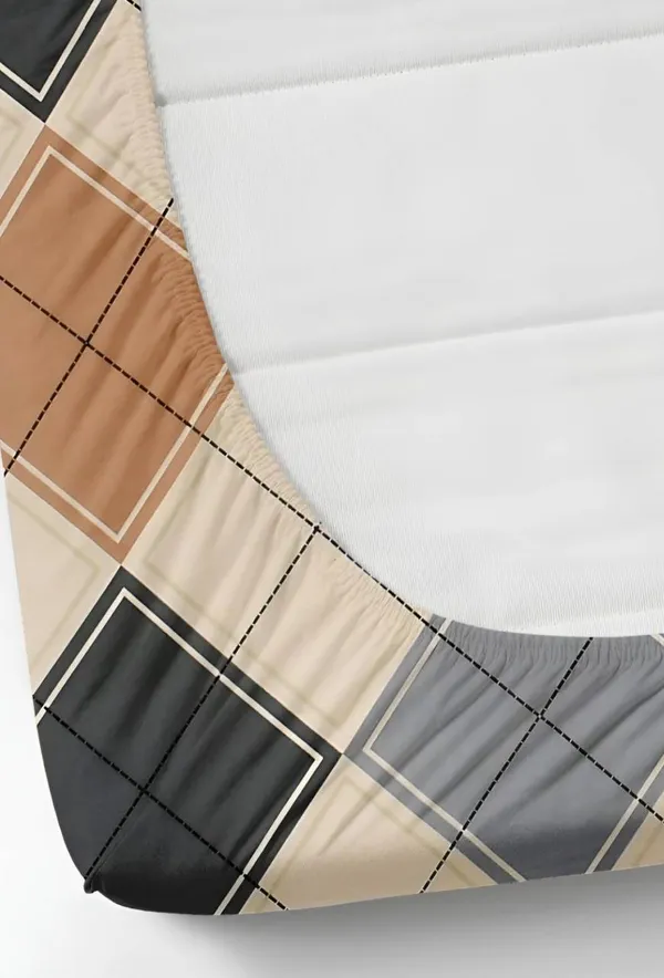 Multicolor_350_Tc_Cotton_Microfiber_King_Striped_Fitted_Elastic_Bedsheet_With_2_Pillow_Cover