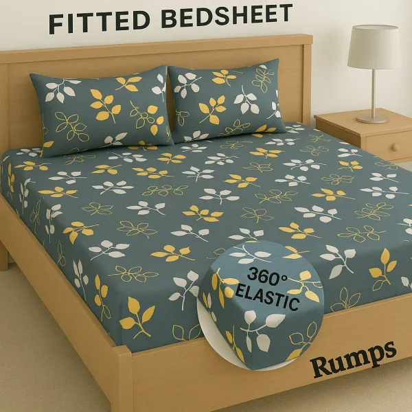 Grey_344_TC_Elastic_Fitted_Bedsheet_Double_Bed_Size_With_2_Frill_Pillow_Covers_|_Heavy_Cotton_Feel_Double_Bed_Size_Bedsheet