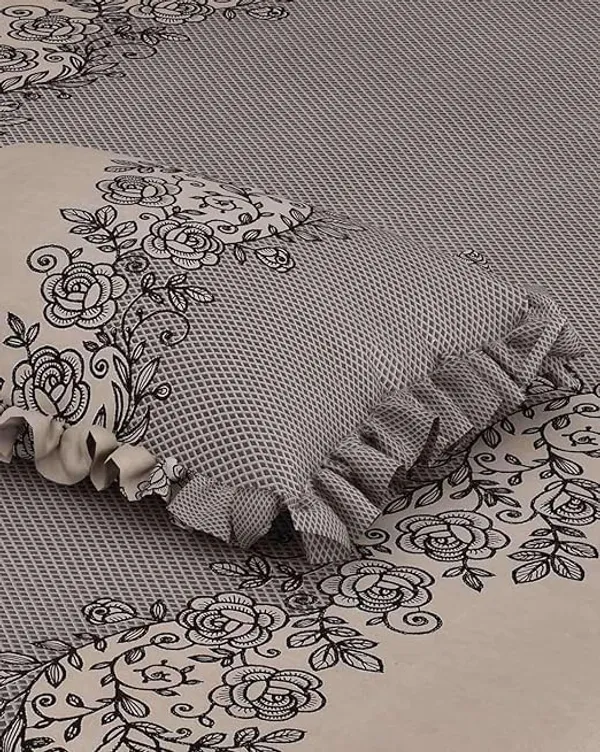 Loyrex_Coffee_350_TC_Elastic_Fitted_Bedsheet_King_Size_With_2_Frill_Pillow_Covers_|_Heavy_Cotton_Feel_King_Size_Bedsheet