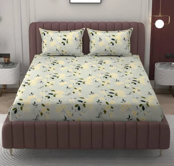 Multicolor_350_Tc_Cotton_Microfiber_King_Striped_Fitted_Elastic_Bedsheet_With_2_Pillow_Cover