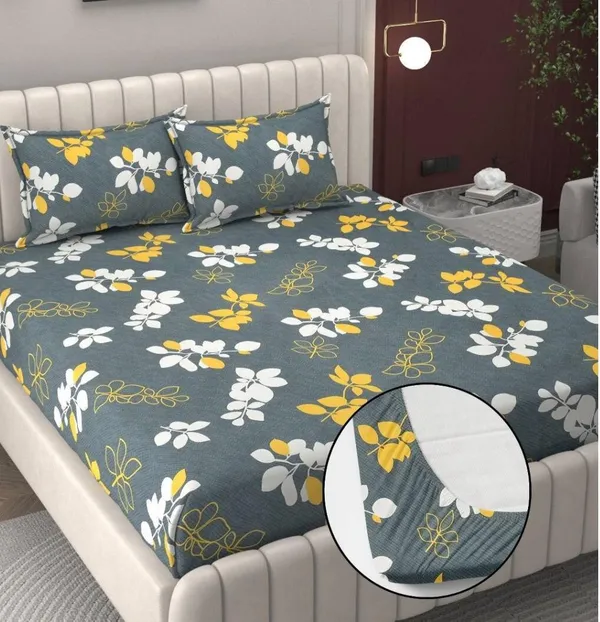 Multicolor_350_Tc_Cotton_Microfiber_King_Striped_Fitted_Elastic_Bedsheet_With_2_Pillow_Cover