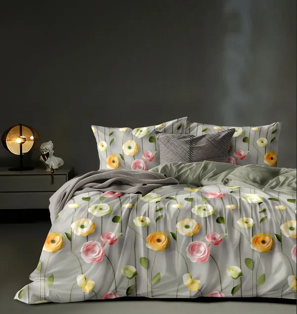 Loyrex_Multicolour_7D_Flower_Printed_Cotton_160_TC_Jointless_Super_King_Size_Double_Bed_Sheet_with_2_Pillow_Covers_Fitted