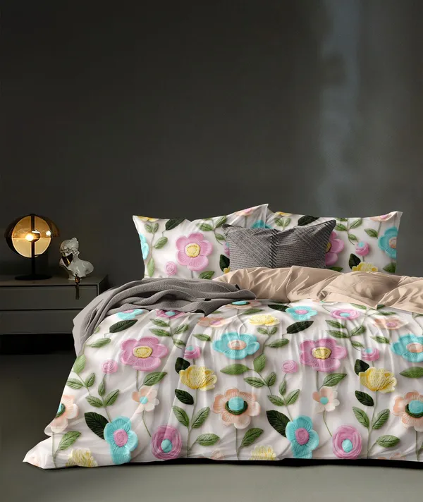 Loyrex_7D_Multicolour_Flower_Printed_Cotton_160_TC_Jointless_Super_King_Size_Double_Bed_Sheet_with_2_Pillow_Covers_Fitted