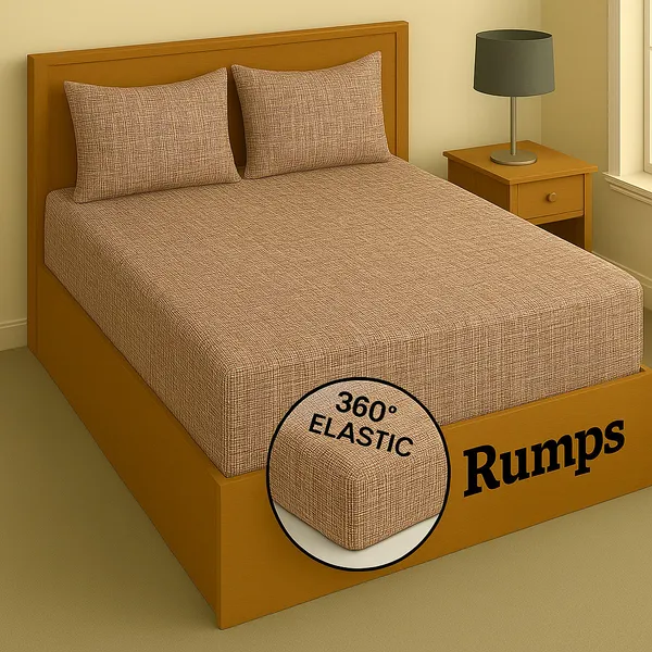 Brown_344_Tc_Cotton_Microfiber_Double_Self_Design_Fitted_Elastic_Bedsheet_With_2_Pillow_Cover
