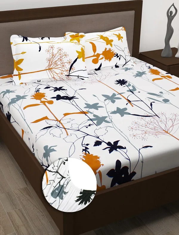 LOYREX_Multicolor_220_Tc_Cotton_King_Printed_Fitted_Elastic_Bedsheet_With_2_Pillow_Cover