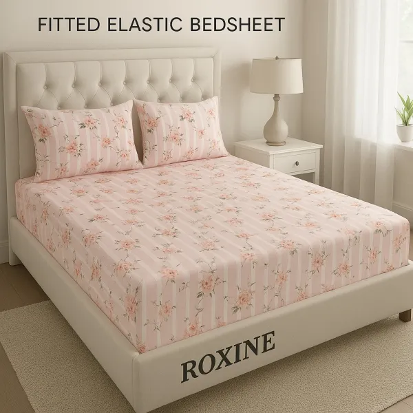 Pink_320_TC_Stripped_Fitted_Bedsheet_King_Size_With_2__Pillow_Covers_|_Cotton_Microfiber_King_Size_Bedsheet