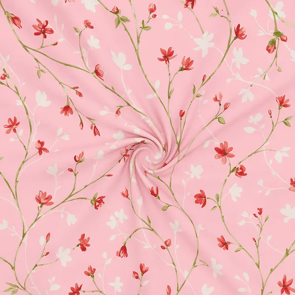 Pink_320_Tc_Microfiber_Cotton_Double_Queen_King_Floral_Fitted_Elastic_Bedsheet_With_2_Pillow_Cover