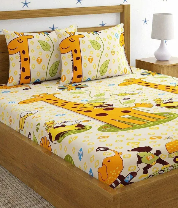 Multicolor_220_Tc_Microfiber_King_Floral_Fitted_Elastic_Bedsheet_With_2_Pillow_Cover