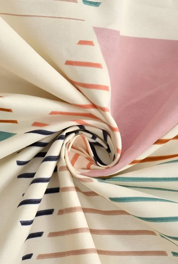 White_&_Pink_350_Tc_Cotton_Microfiber_King_Striped_Fitted_Elastic_Bedsheet_With_2_Pillow_Cover