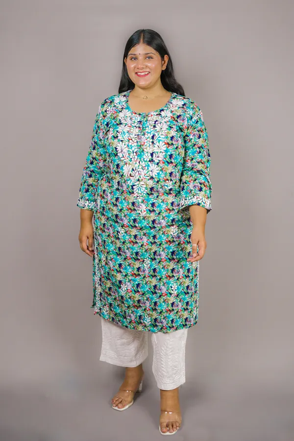 Floral_Printed_Chikankari_Kurti_–_Soft_Rayon_&_Elegant_Plus_Size_Fit