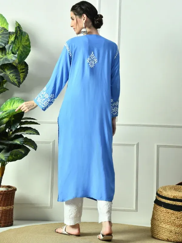 Rayon_Chikankari_Kurti_with_Stylish_V-Neck_|_Hand_Embroidered_Lucknowi_Kurta