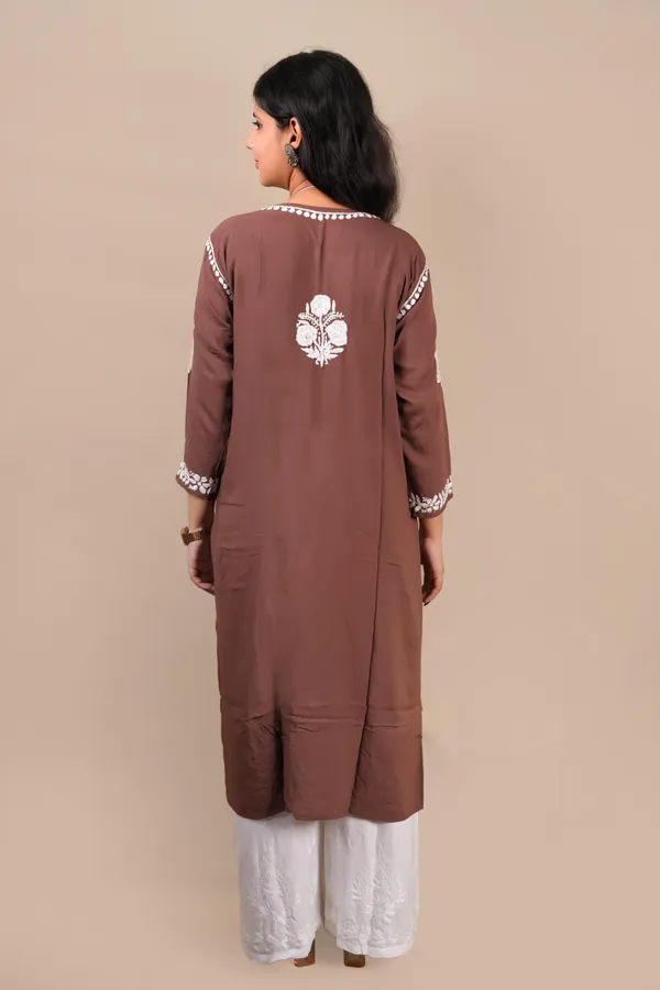 Brown_Modal_Embroidery_Work_Kurti_For_Women